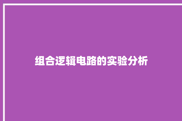 组合逻辑电路的实验分析