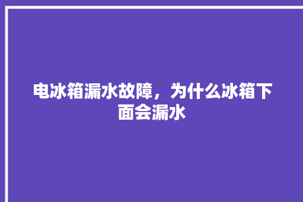 电冰箱漏水故障，为什么冰箱下面会漏水