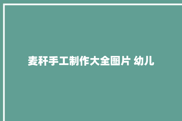 麦秆手工制作大全图片 幼儿