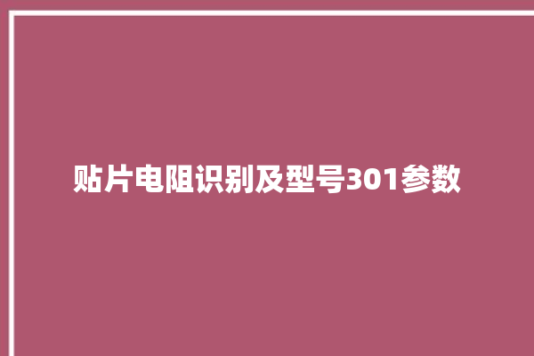 贴片电阻识别及型号301参数