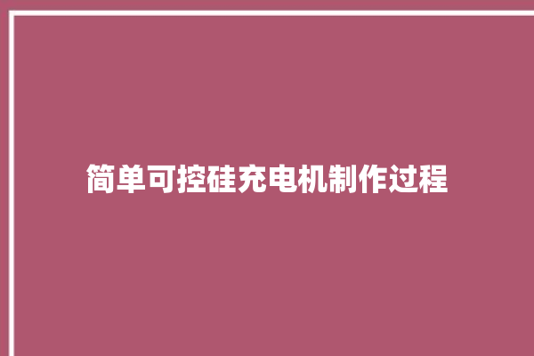 简单可控硅充电机制作过程