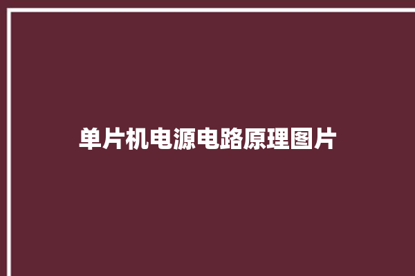 单片机电源电路原理图片