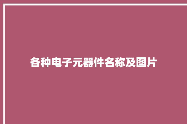 各种电子元器件名称及图片