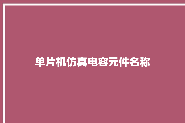 单片机仿真电容元件名称