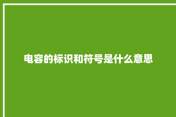 电容的标识和符号是什么意思