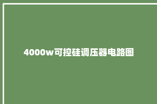 4000w可控硅调压器电路图