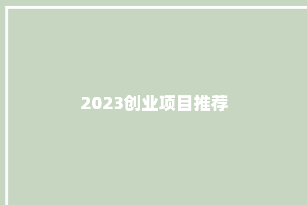 2023创业项目推荐