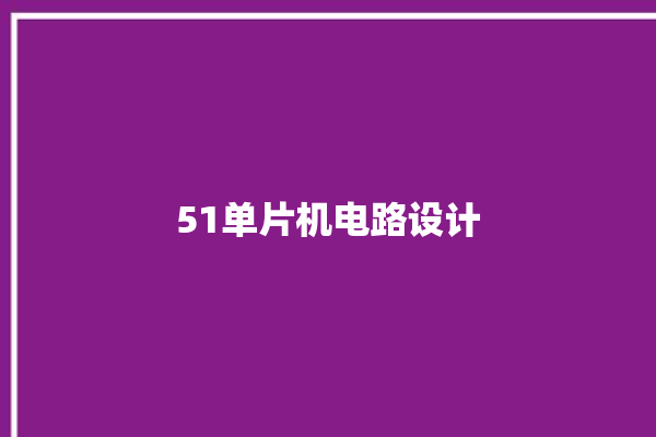 51单片机电路设计