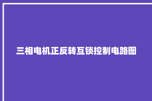 三相电机正反转互锁控制电路图