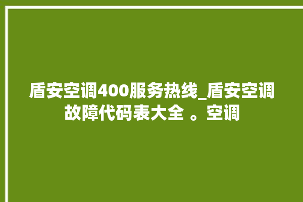 盾安空调400服务热线_盾安空调故障代码表大全 。空调