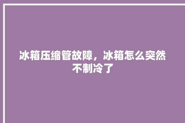 冰箱压缩管故障，冰箱怎么突然不制冷了