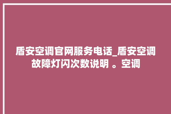 盾安空调官网服务电话_盾安空调故障灯闪次数说明 。空调