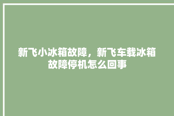 新飞小冰箱故障，新飞车载冰箱故障停机怎么回事