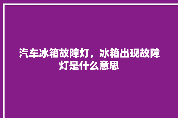 汽车冰箱故障灯，冰箱出现故障灯是什么意思