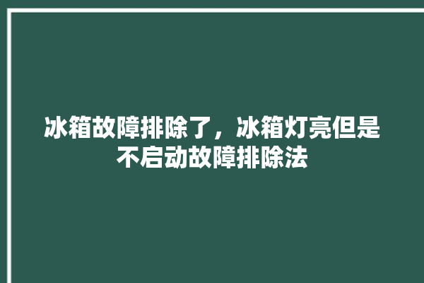 冰箱故障排除了，冰箱灯亮但是不启动故障排除法