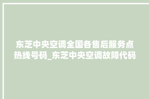 东芝中央空调全国各售后服务点热线号码_东芝中央空调故障代码大全对照表 。东芝