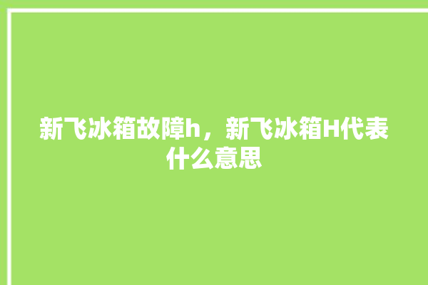 新飞冰箱故障h，新飞冰箱H代表什么意思