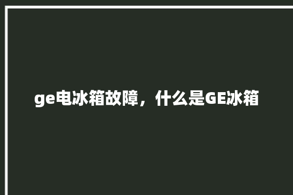 ge电冰箱故障，什么是GE冰箱