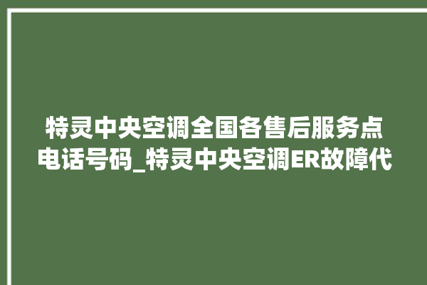 特灵中央空调全国各售后服务点电话号码_特灵中央空调ER故障代码 。中央空调