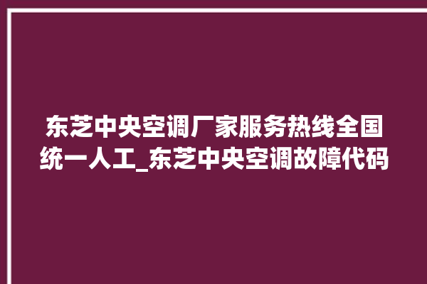 东芝中央空调厂家服务热线全国统一人工_东芝中央空调故障代码大全对照表 。东芝