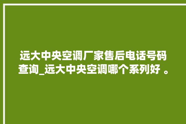 远大中央空调厂家售后电话号码查询_远大中央空调哪个系列好 。中央空调