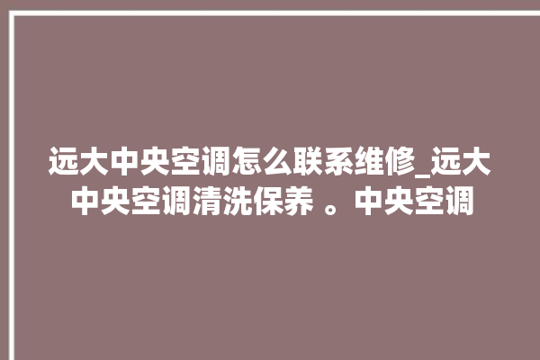 远大中央空调怎么联系维修_远大中央空调清洗保养 。中央空调