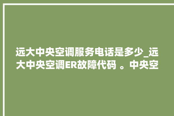 远大中央空调服务电话是多少_远大中央空调ER故障代码 。中央空调