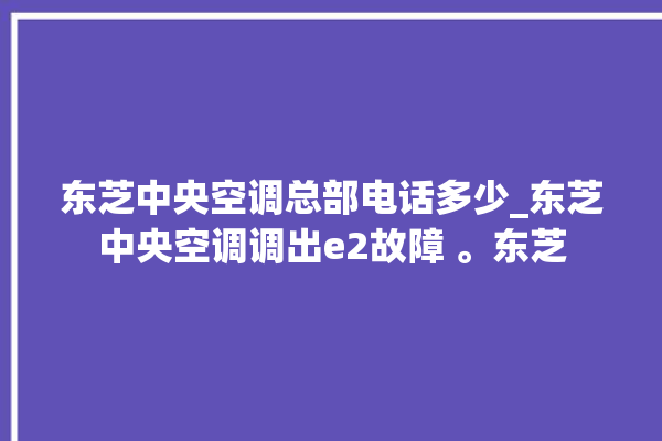 东芝中央空调总部电话多少_东芝中央空调调出e2故障 。东芝