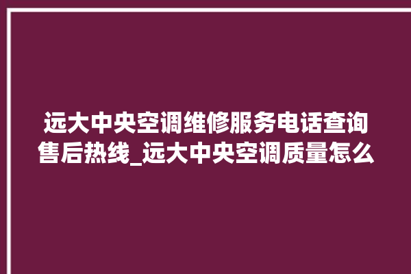 远大中央空调维修服务电话查询售后热线_远大中央空调质量怎么样排名第几 。中央空调