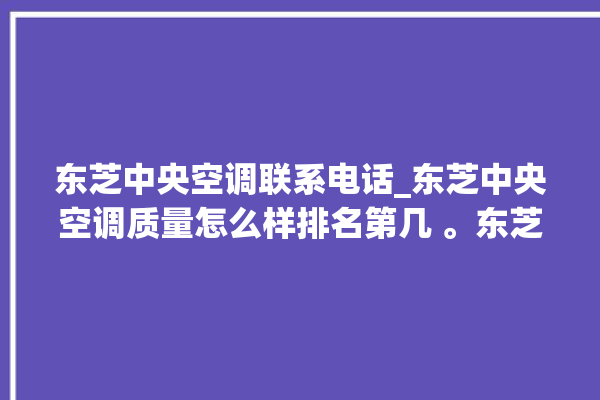 东芝中央空调联系电话_东芝中央空调质量怎么样排名第几 。东芝