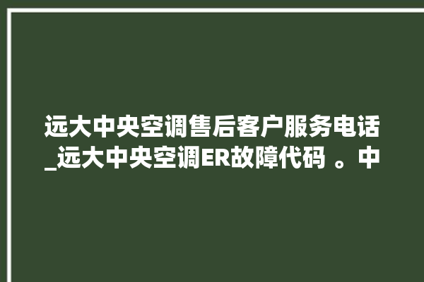 远大中央空调售后客户服务电话_远大中央空调ER故障代码 。中央空调