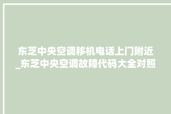 东芝中央空调移机电话上门附近_东芝中央空调故障代码大全对照表 。东芝