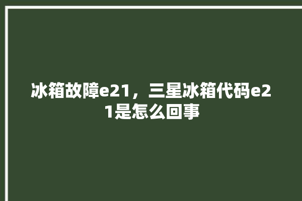 冰箱故障e21，三星冰箱代码e21是怎么回事