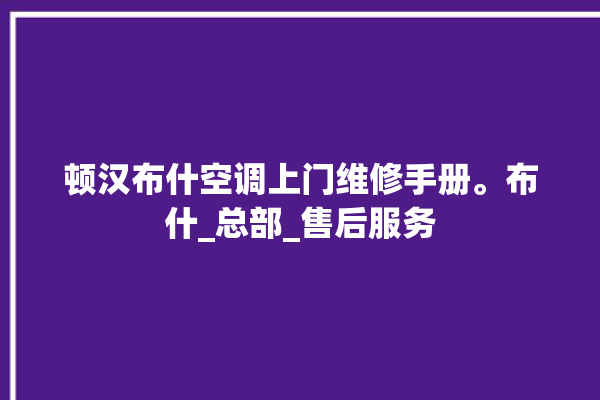 顿汉布什空调上门维修手册。布什_总部_售后服务