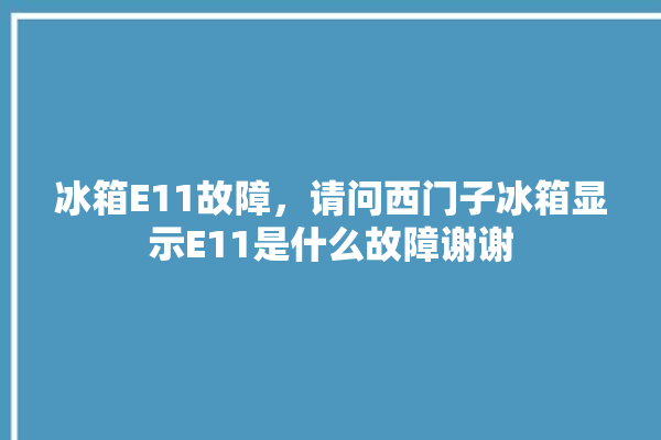 冰箱E11故障，请问西门子冰箱显示E11是什么故障谢谢