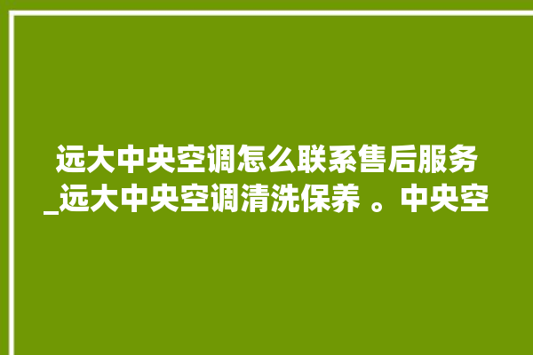 远大中央空调怎么联系售后服务_远大中央空调清洗保养 。中央空调