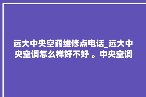 远大中央空调维修点电话_远大中央空调怎么样好不好 。中央空调