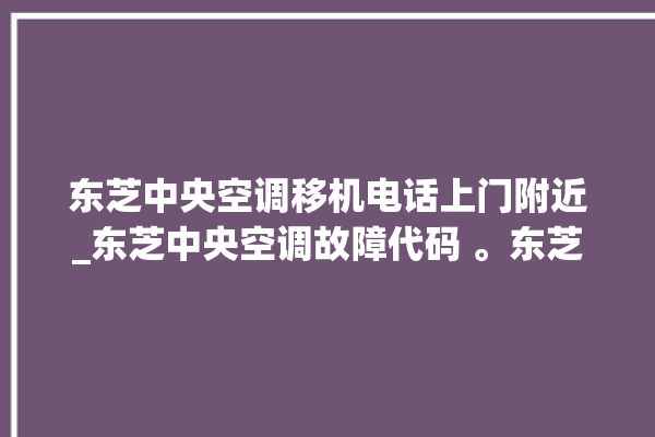 东芝中央空调移机电话上门附近_东芝中央空调故障代码 。东芝