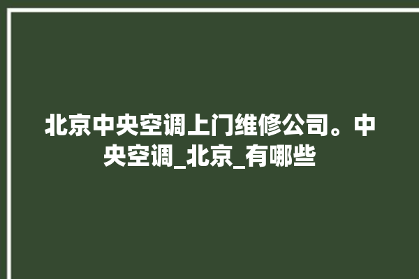 北京中央空调上门维修公司。中央空调_北京_有哪些