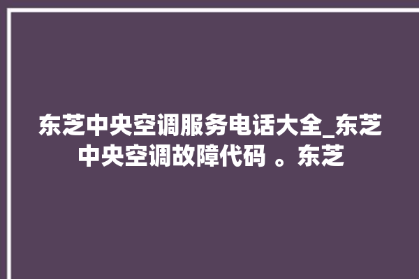 东芝中央空调服务电话大全_东芝中央空调故障代码 。东芝