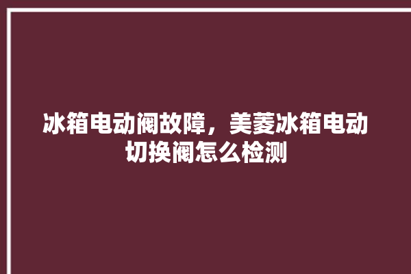 冰箱电动阀故障，美菱冰箱电动切换阀怎么检测