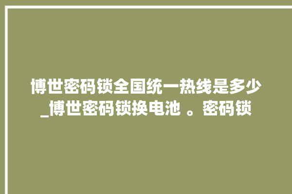 博世密码锁全国统一热线是多少_博世密码锁换电池 。密码锁