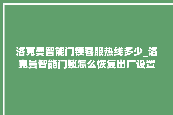 洛克曼智能门锁客服热线多少_洛克曼智能门锁怎么恢复出厂设置 。洛克