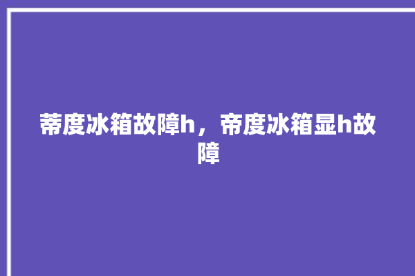 蒂度冰箱故障h，帝度冰箱显h故障