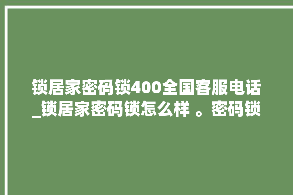 锁居家密码锁400全国客服电话_锁居家密码锁怎么样 。密码锁