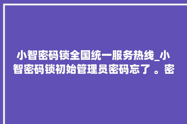 小智密码锁全国统一服务热线_小智密码锁初始管理员密码忘了 。密码锁