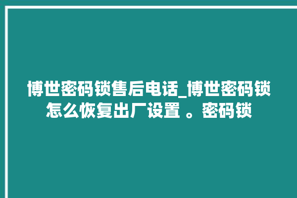 博世密码锁售后电话_博世密码锁怎么恢复出厂设置 。密码锁