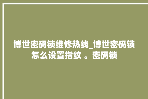 博世密码锁维修热线_博世密码锁怎么设置指纹 。密码锁