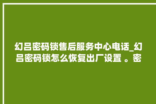 幻吕密码锁售后服务中心电话_幻吕密码锁怎么恢复出厂设置 。密码锁