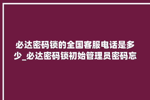 必达密码锁的全国客服电话是多少_必达密码锁初始管理员密码忘了 。密码锁